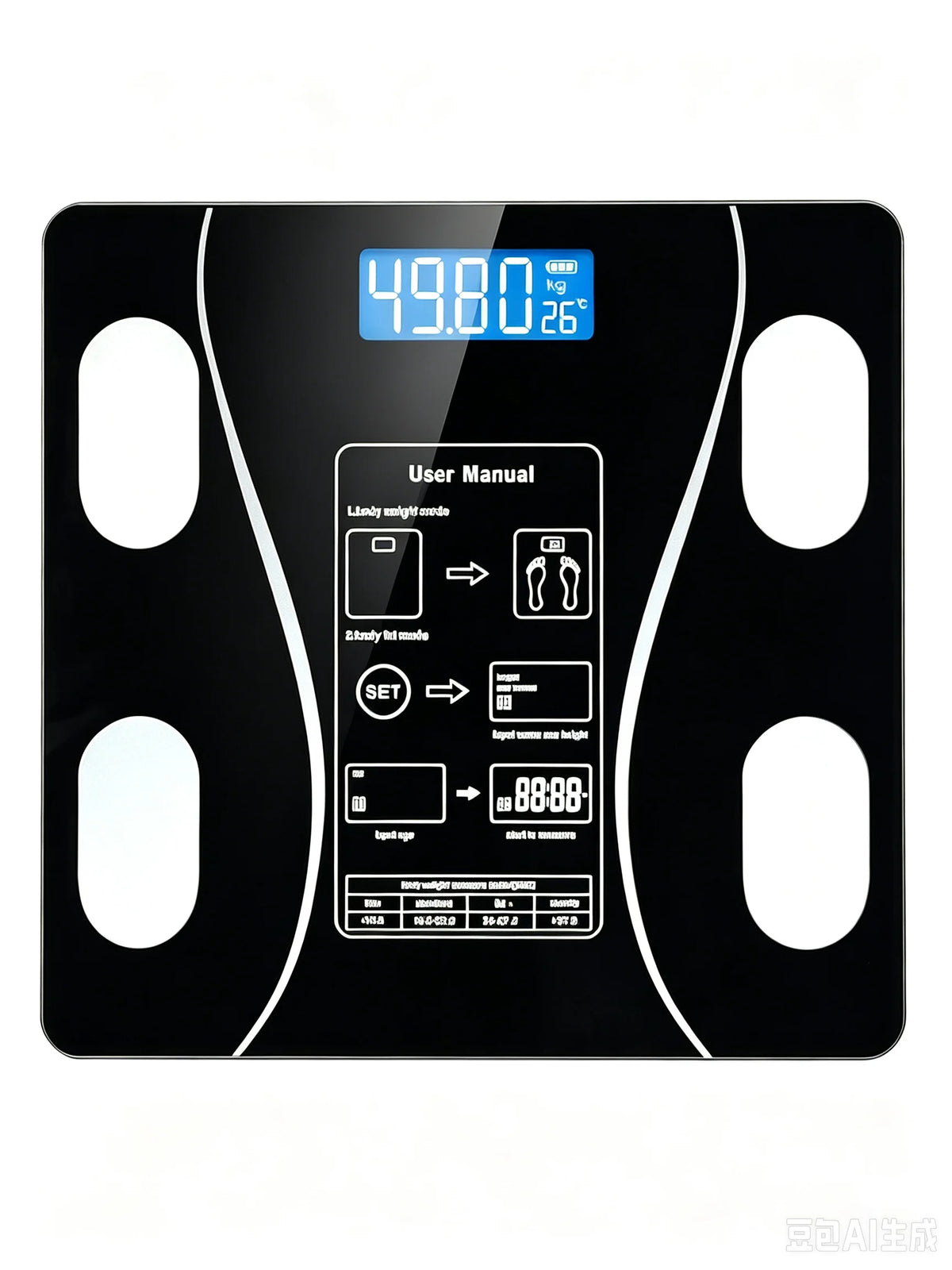 Digital Body Fat Scale, High Precision Body Composition Analyzer, Tempered Glass Bathroom Weight Scale with LCD Display for BMI, Body Fat, Weight Monitoring