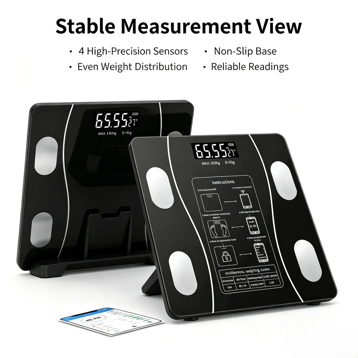 Digital Body Fat Scale, High Precision Body Composition Analyzer, Tempered Glass Bathroom Weight Scale with LCD Display for BMI, Body Fat, Weight Monitoring